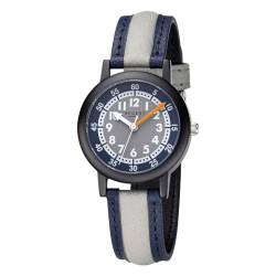 REGENT Kinderuhr Jungen in schwarz grau blau weiß orange Aluminium ⌀30mm F-1474 von REGENT