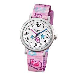 REGENT Textil Kinder Uhr F-491 Quarzuhr Armband rosa D1URF491 Quarzuhr Kinder von REGENT