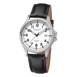 REGENT Titanuhr Unisex mit Echtlederarmband 36 mm Analog 10 ATM Saphirglas 1969.90.19 von REGENT