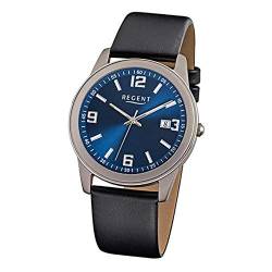 Regent Armbanduhr Titan Herrenuhren-Kollektion Herren-Uhr mit Leder-Armband schwarz analoges Quarzwerk D1URF844 von REGENT