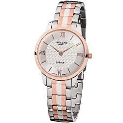Regent Damen-Armbanduhr Analog Quarz One Size, silberfarben, Silber/rosé/Bicolor von REGENT