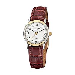 Regent Damen-Armbanduhr Elegant Analog Leder-Armband braun Quarz-Uhr URF576 von REGENT