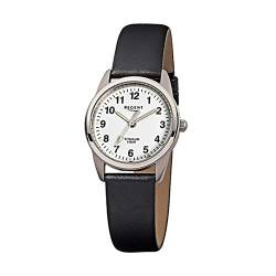 Regent Damen-Armbanduhr Elegant Analog Leder-Armband schwarz Quarz-Uhr Ziffernblatt weiß URF441 von REGENT
