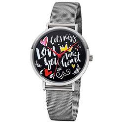 Regent Damen Uhr Scribble Look BA-516 Metall Armbanduhr Fancyline Silber URBA516 von REGENT