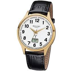 Regent Herren Analog-Digital Quarz Uhr mit Leder Armband 11030152 von REGENT