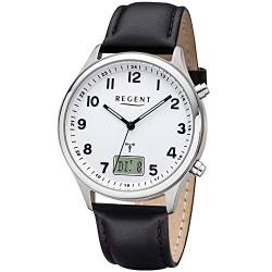 Regent Herren Analog-Digital Quarz Uhr mit Leder Armband 11030185 von REGENT