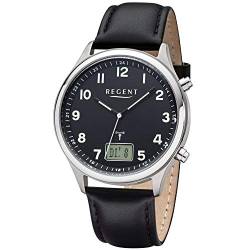 Regent Herren Analog Funk Uhr mit Leder Armband 11030186 von REGENT