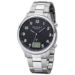 Regent Herren Analog Quarz Uhr mit Edelstahl Armband 11030184 von REGENT