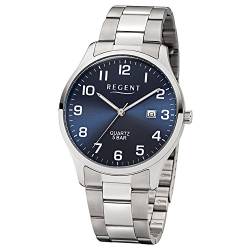 Regent Herren Analog Quarz Uhr mit Edelstahl Armband 11150665 von REGENT