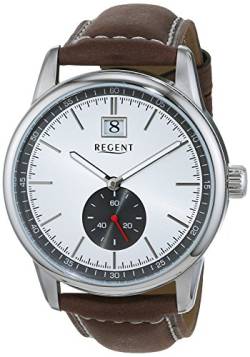 Regent Herren Analog Quarz Uhr mit Leder Armband 11110790 von REGENT