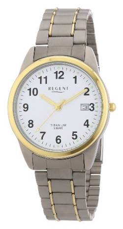 Regent Herren Analog Quarz Uhr mit Titan Armband 11090231 von REGENT