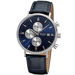 Regent Herren Chronograph Quarz Uhr mit Leder Armband 11190170 von REGENT