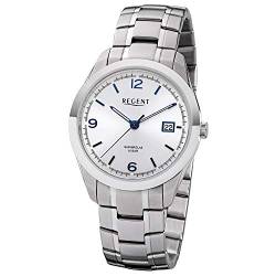 Regent Herren Uhr F-1194 Metall Quarz Armbanduhr Metallarmband Silber URF1194 von REGENT