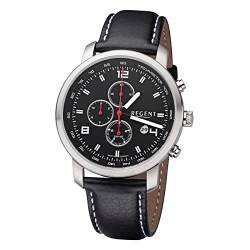 Regent Herrenuhr Chrono Stahl Lederband GM-2108 von REGENT