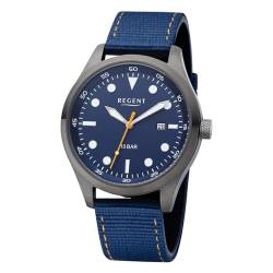 Regent Herrenuhr Gun/Blau 10 Bar Wasserdicht Ø 42 mm BA-638 von REGENT