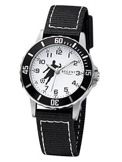 Regent Mädchen Analog Quarz Uhr mit Stoff Armband 12400300 von REGENT