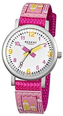 Regent Unisex-Kinder Analog Quarz Uhr mit Textil Armband 12400222 von REGENT