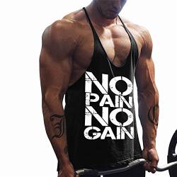 REIGEE Gym Tank Top Herren Ärmelloses Unterhemd Laufen Muskelshirt Fitnessstudio Stringer Trägershirt Schwarz L von REIGEE