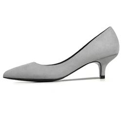 Damen Klassische Spitzen-Toe Mid Heels Pumps für Hochzeit Arbeit Büro Pump Schuhe Grau 36 EU von REKALFO