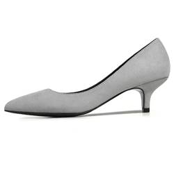 Damen Klassische Spitzen-Toe Mid Heels Pumps für Hochzeit Arbeit Büro Pump Schuhe Grau 38 EU von REKALFO