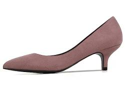 Damen Klassische Spitzen-Toe Mid Heels Pumps für Hochzeit Arbeit Büro Pump Schuhe Rosa 41 EU von REKALFO