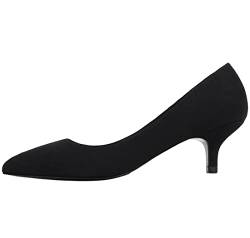 Damen Klassische Spitzen-Toe Mid Heels Pumps für Hochzeit Arbeit Büro Pump Schuhe Schwarz 34 EU von REKALFO