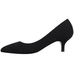 Damen Klassische Spitzen-Toe Mid Heels Pumps für Hochzeit Arbeit Büro Pump Schuhe Schwarz 39 EU von REKALFO