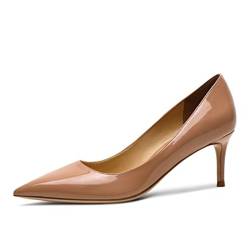 Frauen Pumps Schuhe Mittelabsätze Spitze Zehenkleid Pump Stilettos Nude 38 EU von REKALFO