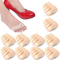 REKYO 10 Paar Baumwollsocken Toe Topper für Frauen Peep Toe Socken Vorfuß Socken Deckel eine halbe Handfläche Zehensocken für Pumpen und Erbsen Schuhe (Haut) von REKYO