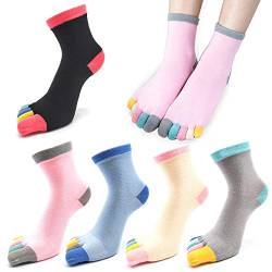 REKYO 5 Paar Damen fünf Finger Zehen-Socken für Frauen Mädchen Baumwolle, Damen Casual Low Cut Ankle Socks weich und atmungsaktiv Größe 35-42 (Farbe) von REKYO