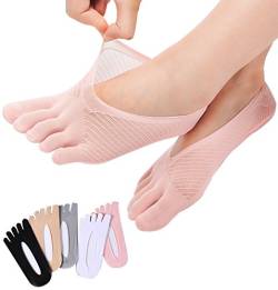 REKYO 5 Paare Frauen Zehen Socken fünf Finger Socken weich und atmungsaktiv Low-Cut Ankle Socks Seidenstrümpfe für Mädchen, Frauen (mischen-5) von REKYO