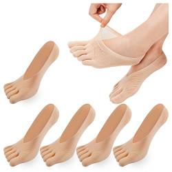 REKYO 5 Paare Frauen Zehen Socken fünf Finger Socken weich und atmungsaktiv Low-Cut Ankle Socks Seidenstrümpfe für Mädchen (Haut-5) von REKYO