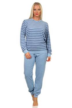 Damen Frottee Pyjama Langarm Schlafanzug mit Bündchen - 212 201 90 801, Farbe:hellblau, Größe:36-38 von RELAX by Normann
