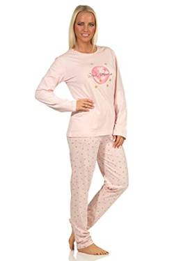 Damen Langarm Pyjama Schlafanzug mit Frontprint und Allover bedruckter Hose, Farbe:blau, Größe:40-42 von RELAX by Normann