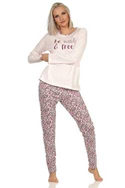 Damen Pyjama Schlafanzug Langarm im tollen Leo Design - 202 201 10 812, Farbe:Rose, Größe:40-42 von RELAX by Normann