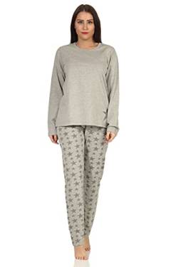 Damen Schlafanzug, Pyjama Langarm in toller Sterne-Optik 66537, Farbe:grau, Größe:36-38 von RELAX by Normann