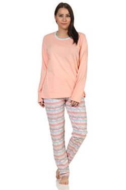 Damen Schlafanzug Pyjama Langarm im Ethnolook - 66626, Farbe:apricot, Größe:48-50 von RELAX by Normann