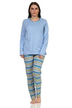 Damen Schlafanzug Pyjama Langarm im Ethnolook - 66626, Farbe:hellblau, Größe:44-46 von RELAX by Normann