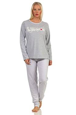 Damen Schlafanzug Pyjama Langarm mit tollem Print 'New York City Loving' - 66336, Farbe:grau, Größe:48-50 von RELAX by Normann