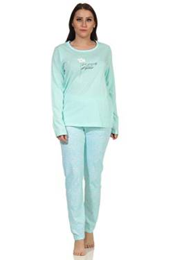 Damen Schlafanzug Pyjama Langarm mit tollen Blümchen Design - 66633, Farbe:Mint, Größe:36-38 von RELAX by Normann