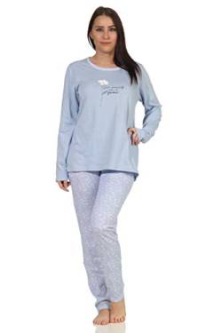 Damen Schlafanzug Pyjama Langarm mit tollen Blümchen Design - 66633, Farbe:blau, Größe:40-42 von RELAX by Normann