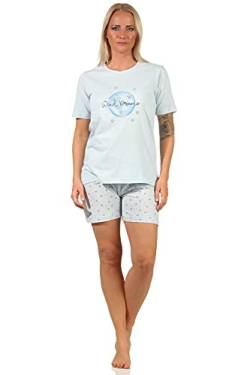 Damen Shorty Pyjama, Kurzarm Schlafanzug in verspieltem Design 'Wind Dreams' - 66252, Farbe:hellblau, Größe:40-42 von RELAX by Normann