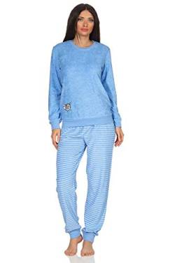 Edler Damen Frottee Pyjama mit Bündchen, Schlafanzug mit süßem Tiermotiv - 291 201 13 773, Farbe:hellblau, Größe2:48/50 von RELAX by Normann
