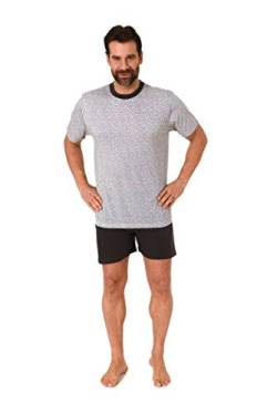 Edler Herren Kurzarm Schlafanzug Shorty Pyjama mit Minimal-Print - 112 105 10 714, Farbe:grau, Größe:52 von RELAX by Normann