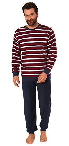 Eleganter Herren Frottee Pyjama Schlafanzug mit Bündchen - Streifenoptik - 291 101 13 787, Größe2:48, Farbe:rot von RELAX by Normann