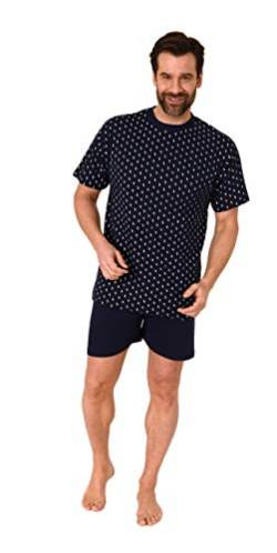 Eleganter Herren Kurzarm Schlafanzug Shorty Pyjama - 112 105 10 712, Farbe:Navy, Größe:48 von RELAX by Normann