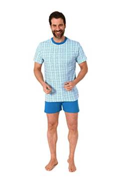 Herren Kurzarm Schlafanzug Shorty Pyjama mit Rundhals in eleganter Optik - 122 105 10 811, Farbe:hellblau, Größe:48 von RELAX by Normann