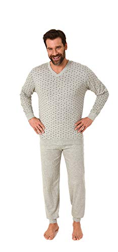 Herren Schlafanzug Langarm Pyjama mit Bündchen in eleganter Optik - 66540, Farbe:grau, Größe:48 von RELAX by Normann