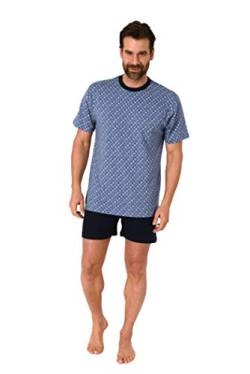 Herren Shorty Kurzarm Schlafanzug Pyjama - 112 105 10 710, Farbe:blau, Größe:50 von RELAX by Normann