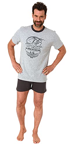 Lässiger Herren Shorty Pyjama Kurzarm mit tollem maritimen Print - 66621, Farbe:grau-Melange, Größe:50 von RELAX by Normann